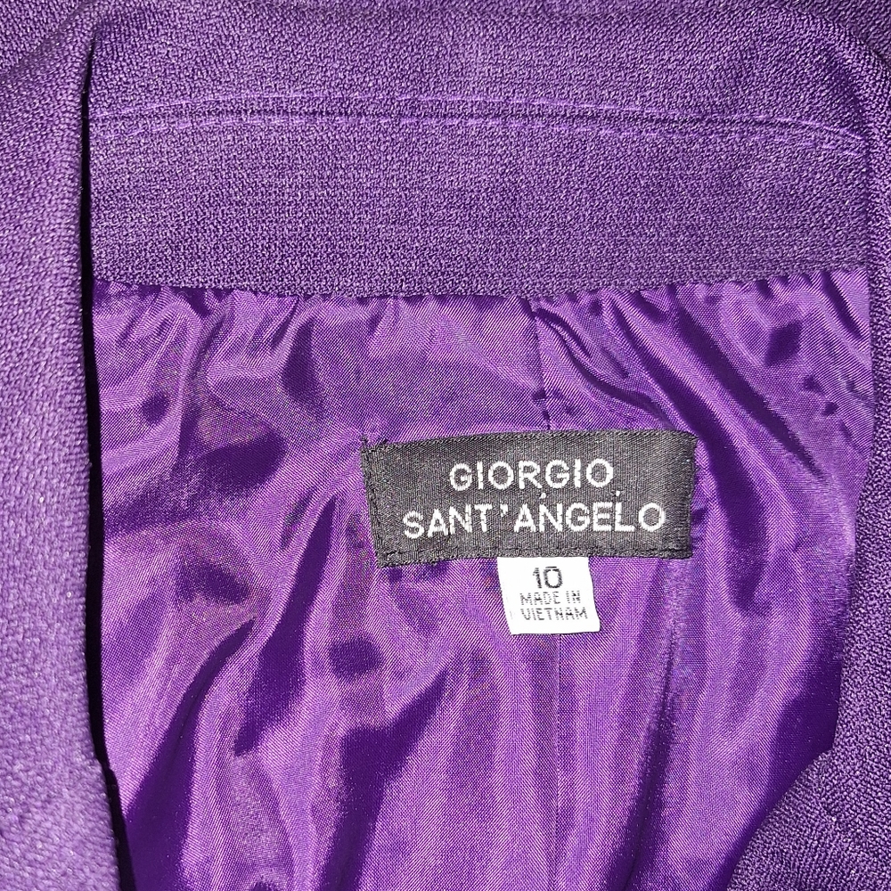 RARE VINTAGE Giorgio Sant' Angelo plum 2pc blazer skirt suit sz 10 *C2 - Picture 4 of 6